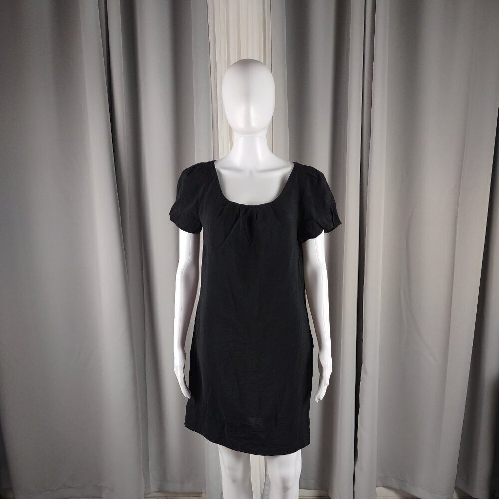 Old Navy Women's Black Puff Sleeve Scoop Neck, Casual Midi Dress Size Medium - Picture 2 of 12